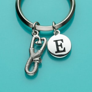 Stethoscope Keychain, Stethoscope Key Ring, Doctor&#39;s Charm, Initial Keychain, Personalized Keychain, Custom Keychain, Charm Keychain, 343