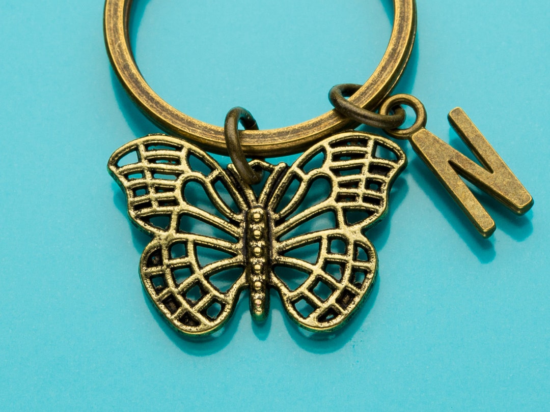 Butterfly Key Rings Butterfly Keychain, Bronze Butterfly Key Ring, Modern Butterfly Charm ...