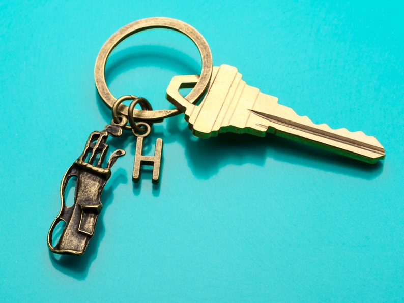 Golf Bag Keychain Bronze Golf Bag Key Ring Golfer's Etsy