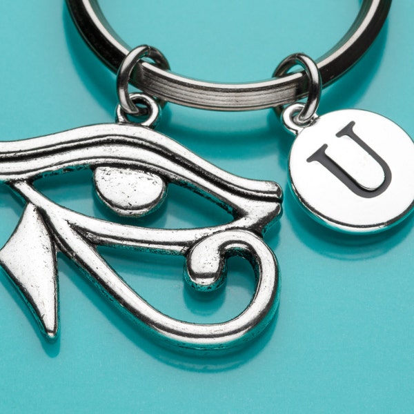 Eye of Ra Keychain, Eye of Ra Key Ring, Eye of Horus, Initial Keychain, Personalized Keychain, Custom Keychain, Charm Keychain, 410