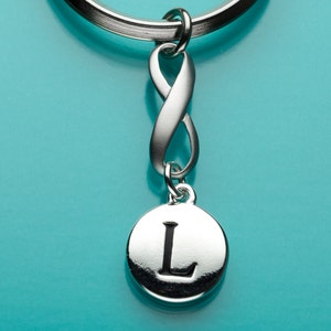 Infinity Symbol Keychain, Infinity Key Ring, Initial Keychain, Personalized Keychain, Custom Keychain, Charm Keychain, 204