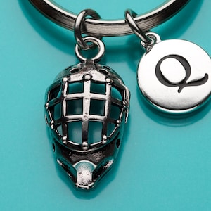 Hockey Mask Keychain, Ice Hockey Key Ring, Hockey Charm, Sport Equipment, Initial Keychain, Personalized Keychain, Custom Keychain, 621