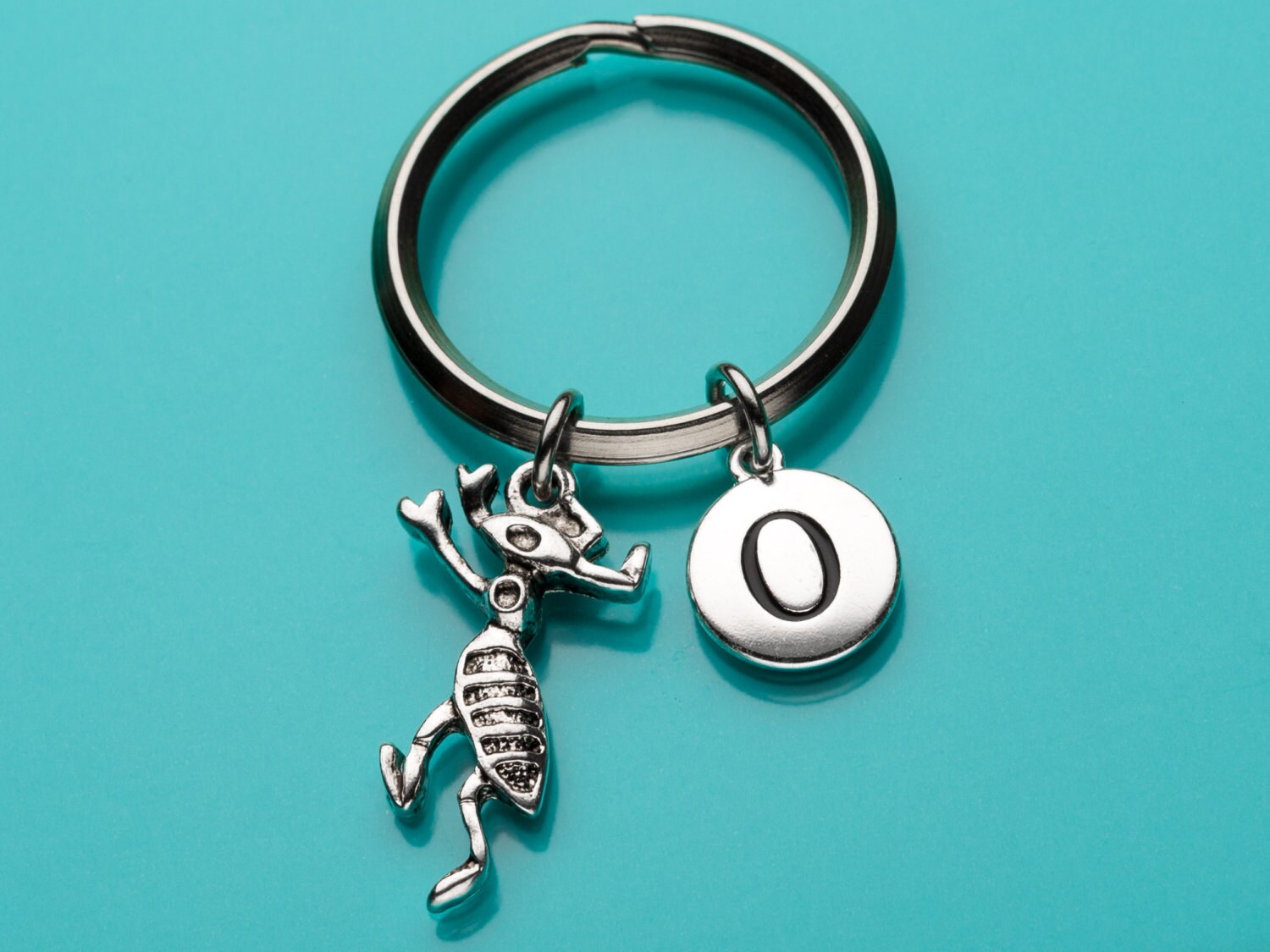 Ant Keychain, Cute Ant Key Ring, Insect Charm, Initial