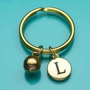 Llavero de béisbol, Llavero de béisbol de oro, Charm de deporte de equipo, Llavero inicial, Llavero personalizado, Llavero personalizado, Llavero de encanto, 458