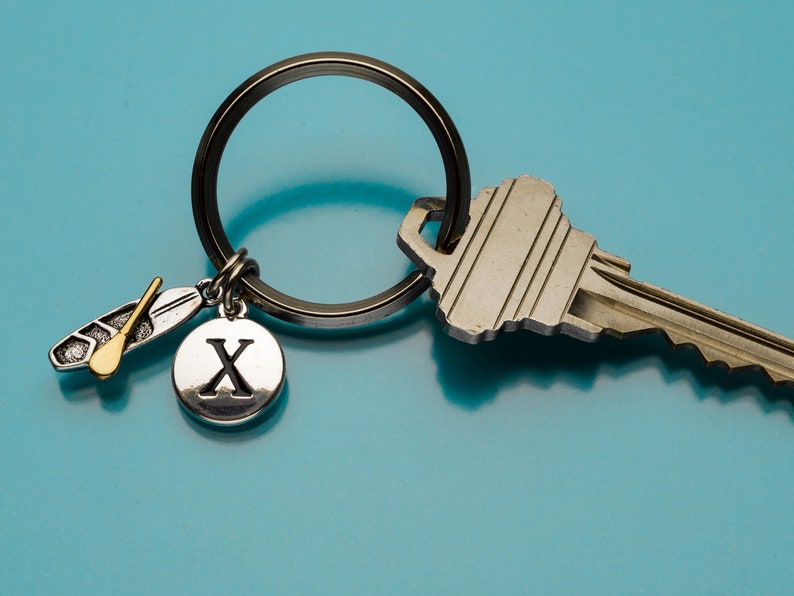 Kayak Keychain Kayak Key Ring Two Tone Keychain Boat Charm Etsy