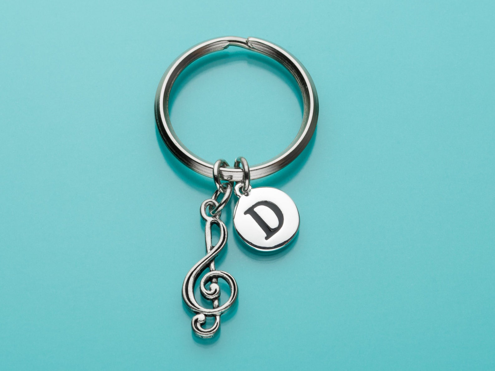 Musicals Key Chain Treble Clef Keychain, Soprano Clef Key Ring, Musical Charm, Initial ...