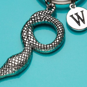 Coiled Snake Keychain, Coiled Snake Key Ring, Coiled Snake Charm, Initial Keychain, Personalized Keychain, Custom Charm Keychain, 889