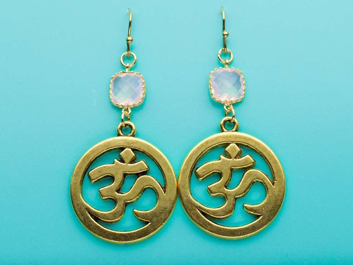 Om Symbol Earrings Gold Om Symbol Earrings Meditation Symbol - Etsy