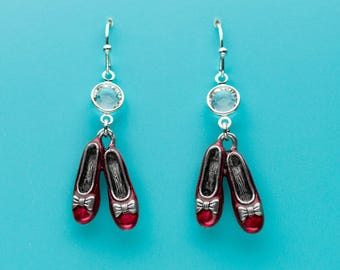 Ruby Slippers Earrings, Ice Crystal Earrings, Dorothy's Earrings, Wizard of Oz Gift, Dangle Earrings, Gifts for Her, 305