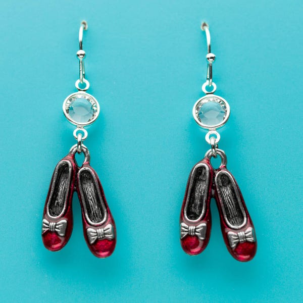 Ruby Slippers Earrings, Ice Crystal Earrings, Dorothy's Earrings, Wizard of Oz Gift, Dangle Earrings, Gifts for Her, 305