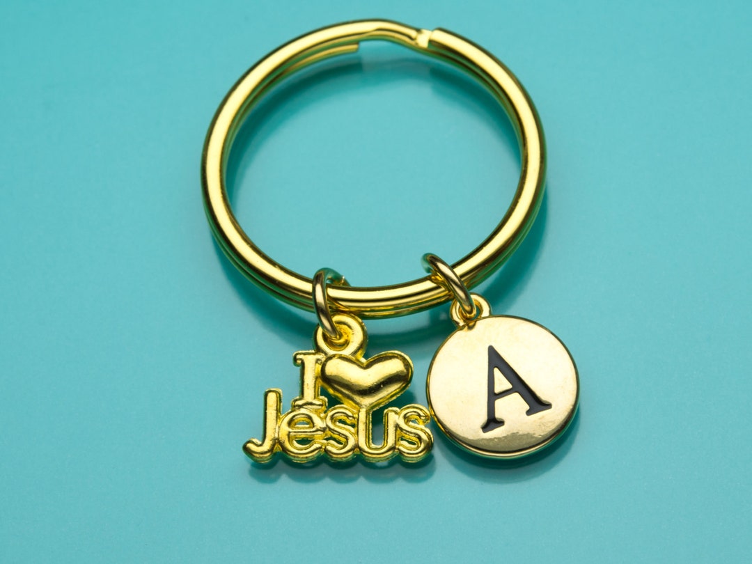 I Love Jesus Keychain Gold I Love Jesus Key Ring Religious Etsy