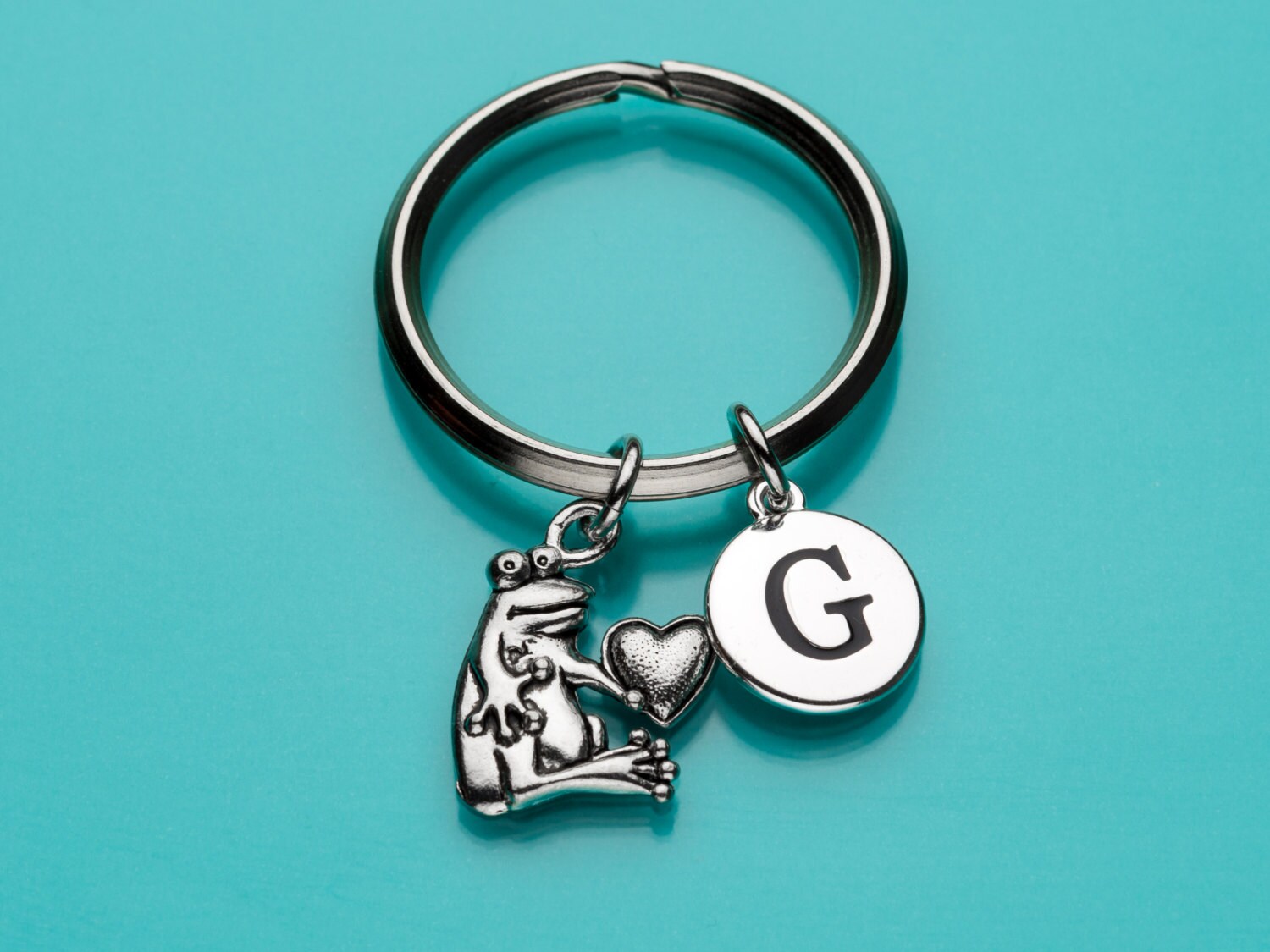 Frog With Heart Keychain, Frog With Heart Key Ring, Frog Keychain