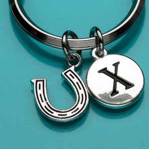 Horseshoe Keychain, Horseshoe Key Ring, Horse Shoe Key Chain, Good Luck Charm, Initial Keychain, Personalized Keychain, Custom Keychain, 700