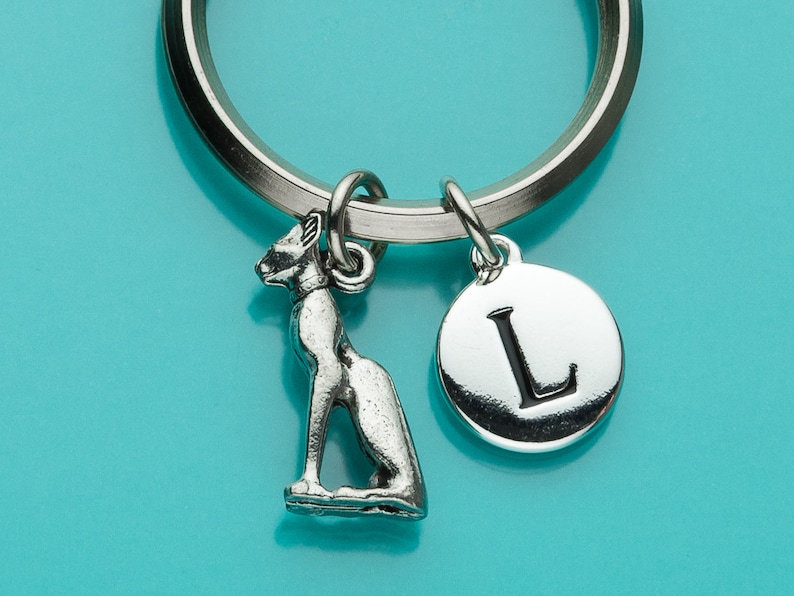 Egyptian Cat Keychain Egyptian Cat Key Ring Cat Keychain Etsy