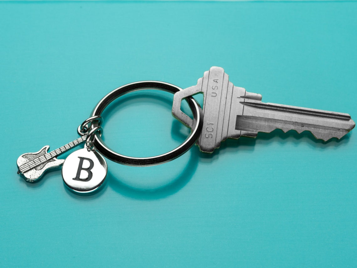 Electric Guitar Keychain, Electric Guitar Key Ring, Musical Instrument ...