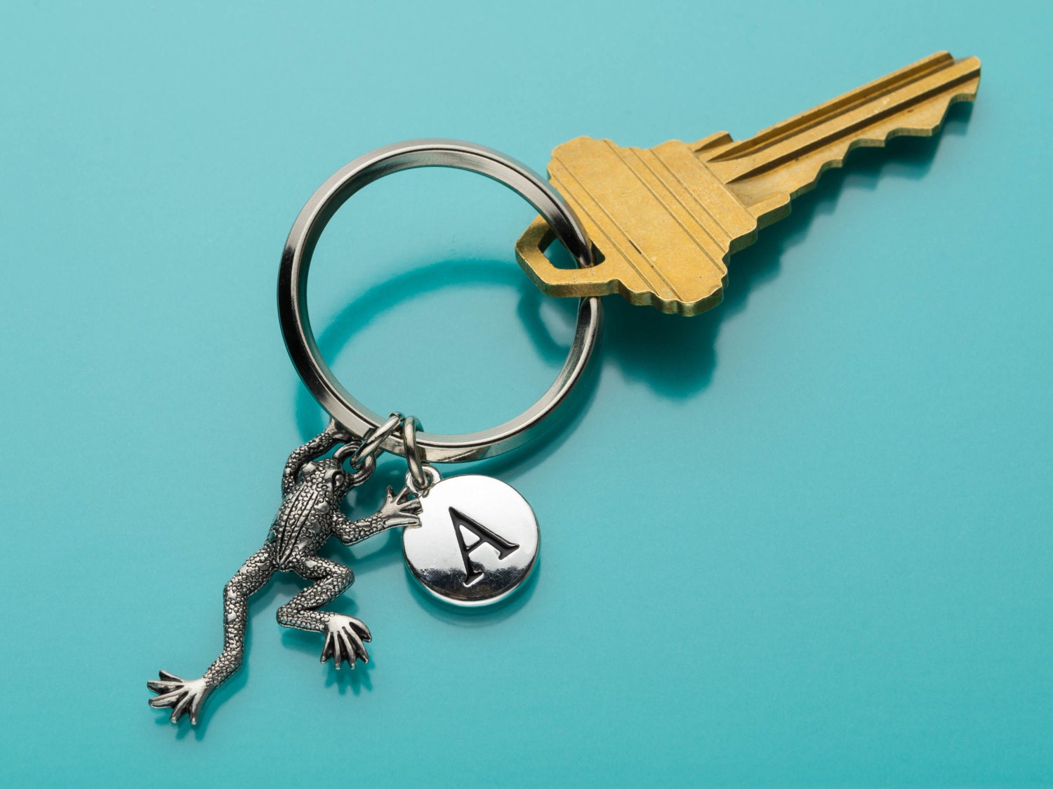 Frog Keychain Frog Key Ring Initial Keychain Personalized Etsy