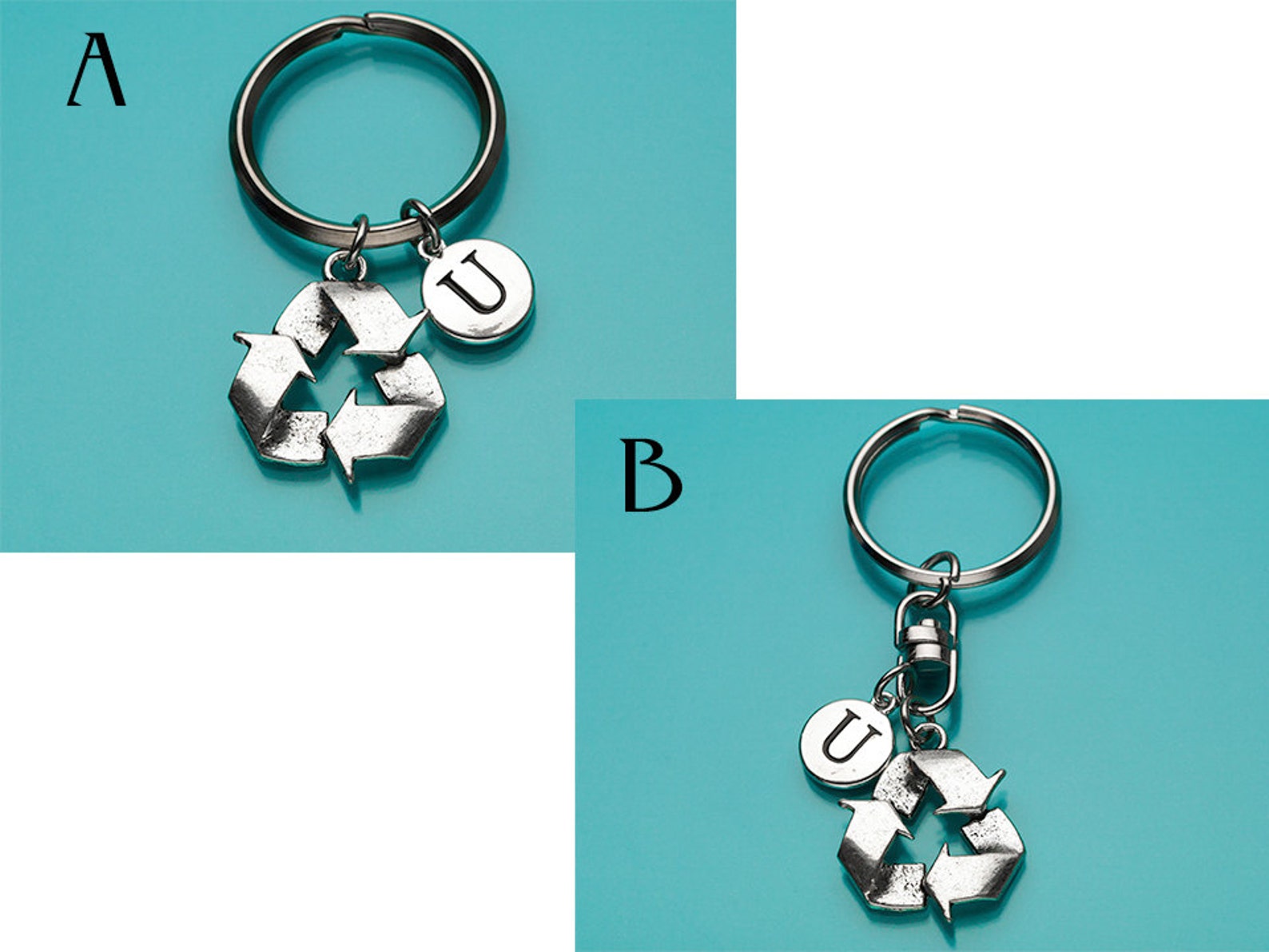 Recycle Keychain Recycle Symbol Key Ring Recycling Charm Etsy