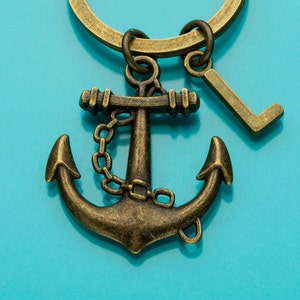 De ancla llavero ancla de bronce llavero, llavero náutico, inicial llavero, llavero personalizado, llavero personalizado, encanto llavero, 567