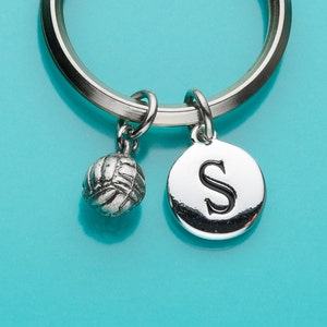 Volleyball Keychain, Volley Ball Key Ring, Team Sports Charm, Initial Keychain, Personalized Keychain, Custom Keychain, Charm Keychain, 374