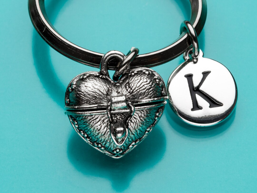 Heart Locket Keychain Heart Locket Key Ring Heart Prayer Etsy