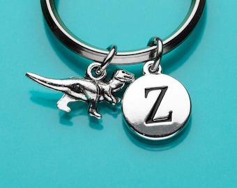 Dinosaur Keychain, Dinosaur Key Ring, Dino Charm, Prehistoric Charm, Initial Keychain, Personalized Keychain, Custom Keychain, 601