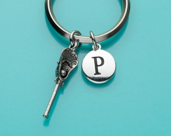 Lacrosse Keychain, Lacrosse Keyring, Team Sport, Initial Keychain, Gift Under 25, Charm Keychain, 213