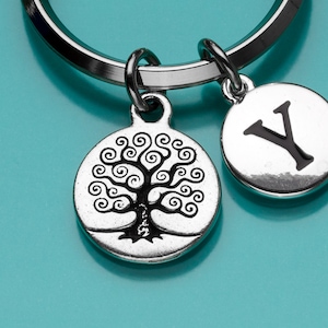 Tree of Life Keychain, Tree of Life Key Chain, Family Tree Key Ring, Initial Keychain, Personalized Keychain, Custom, Charm Keychain, 800