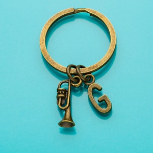 Trumpet Keychain, Bronze Trumpet Key Ring, Tiny Trumpet, Musical ...