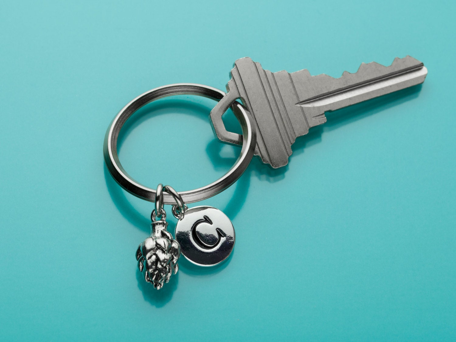 Artichoke Keychain, Artichoke Key Ring, Initial Keychain