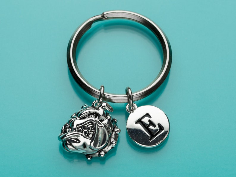 Lg Bulldog Keychain, Lg Bulldog Key Ring, Dog Charm, Initial Keychain ...