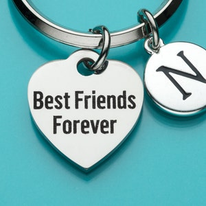 Best Friends Forever Keychain, Best Friends Forever Key Ring, Friends Heart, Initial Keychain, Personalized Keychain, Custom Keychain, 681