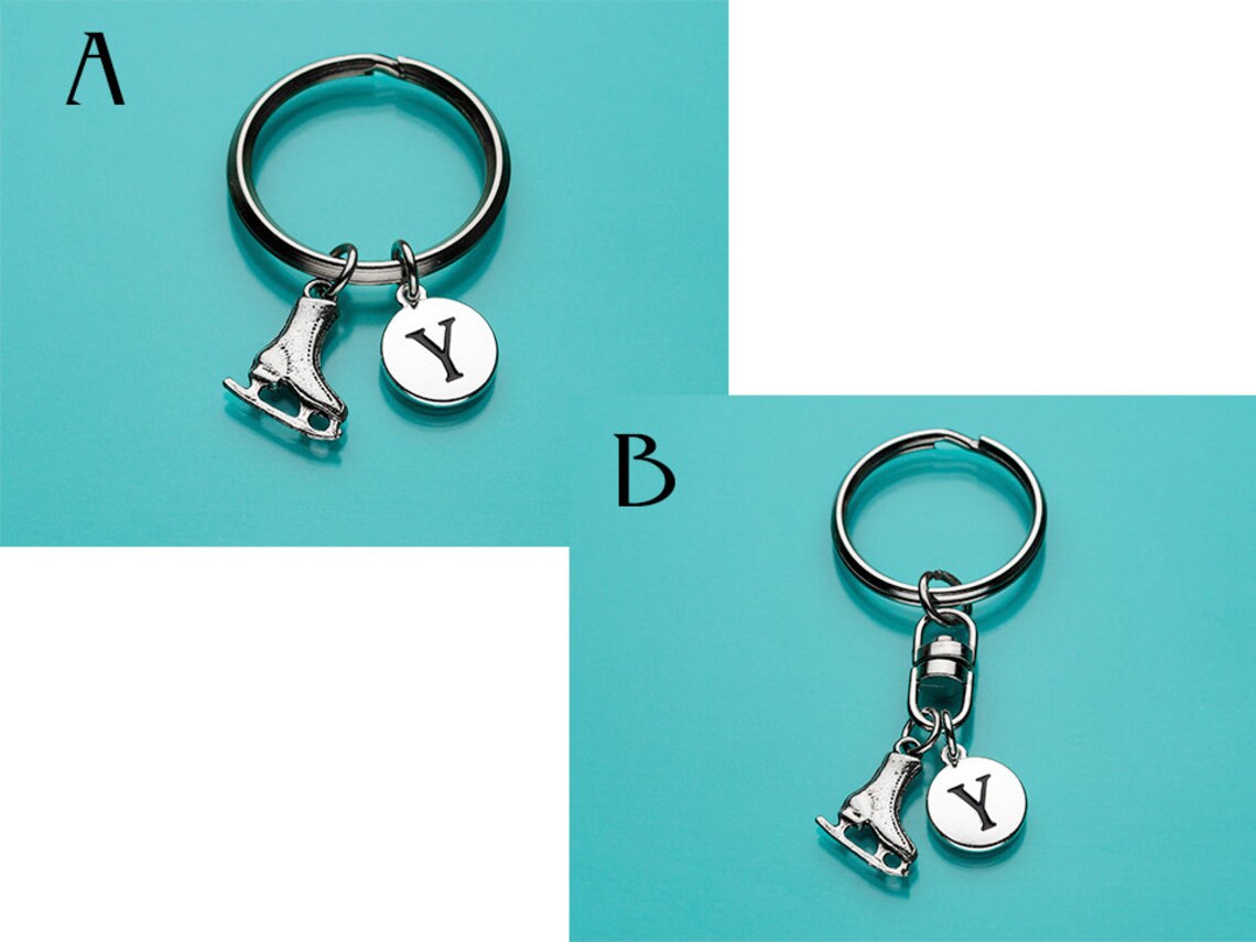 Figure Skate Keychain Figure Skate Key Ring Ice Skate Charm Etsy
