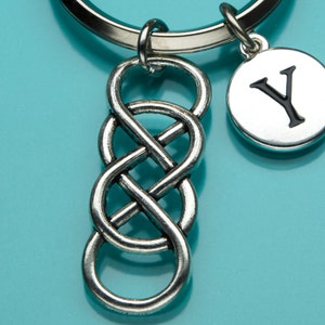 Double Infinity Knot Keychain, Infinity Symbol Key Ring, Forever Charm, Personalized Keychain, Gift Under 25,  Charm Keychain, 726