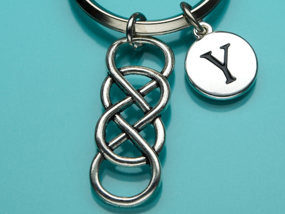 promisemeeverything2 Double Infinity Knot Keychain, Infinity Symbol Key Ring, Forever Charm, Personalized Keychain, Custom Keychain, Charm Keychain, 726