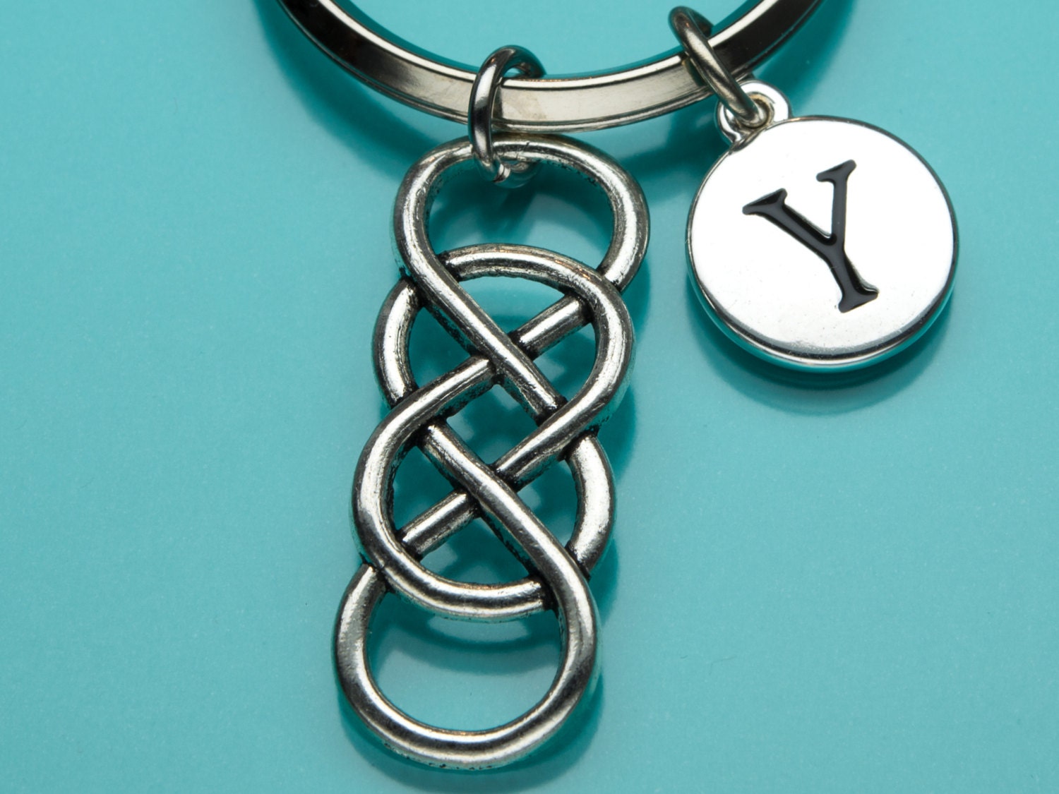 Double Infinity Knot Keychain, Infinity Symbol Key Ring, Forever