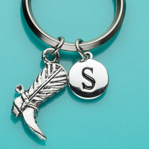 Cowboy Boot Keychain, Cowboy Boot Key Ring, Initial Keychain, Personalized Keychain, Custom Keychain, Charm Keychain, 85