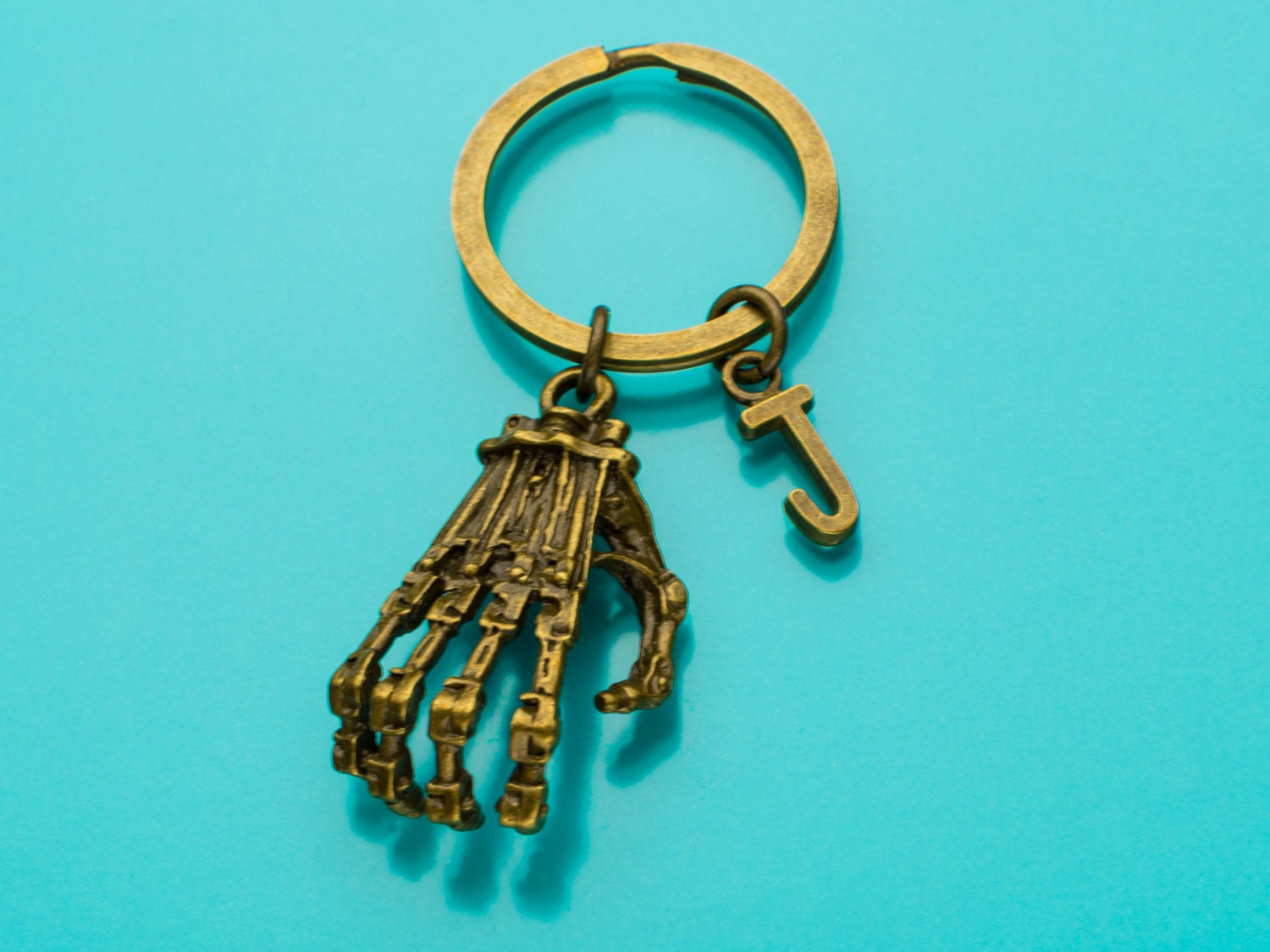 Nice Key Rings Skeleton Skeleton Hand Keychain, Bronze Skeleton Hand Key Ring, Initial Keychain ...