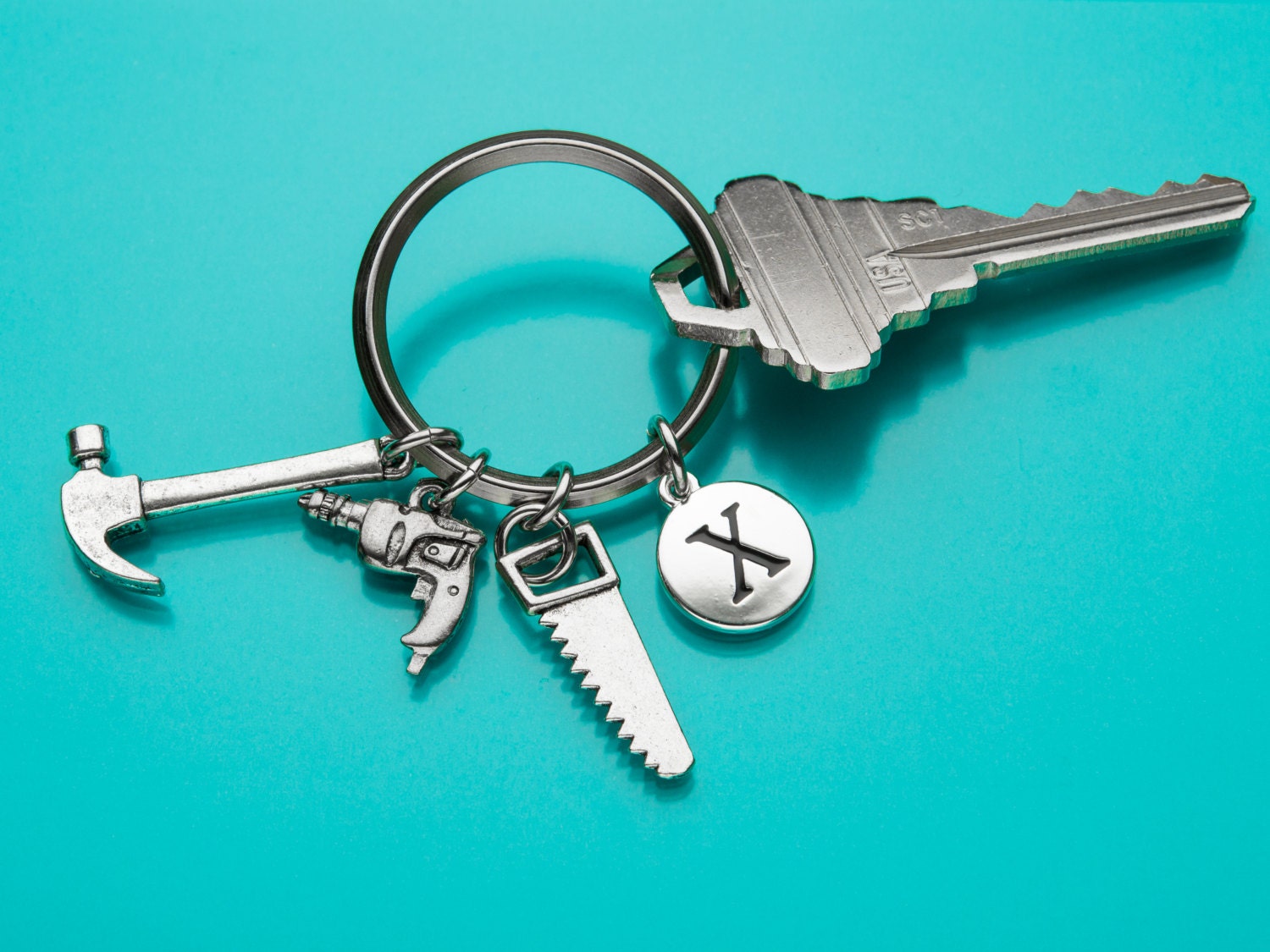 Carpenter Tools Keychain Carpenter Tools Key Ring Initial Etsy