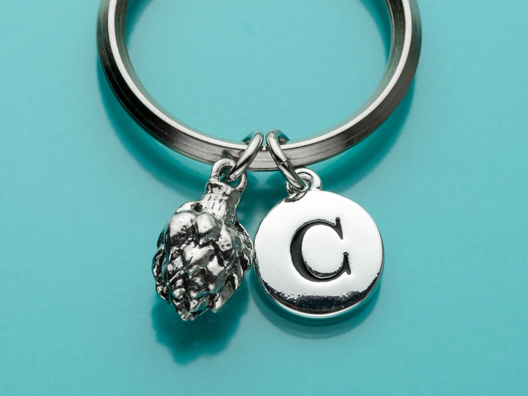 Artichoke キーホルダー Artichoke Keychain, Artichoke Key Ring, Initial Keychain