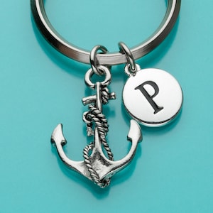 Ancla con cuerda Keychain, Keychain de marinero, náutico encanto, inicial llavero, llavero personalizado, llavero náutico, 7