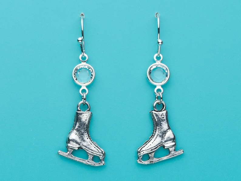Ice Skate Earrings Ice Crystal Earrings Figure Skate Etsy
