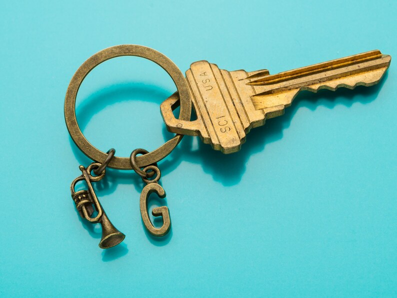 Trumpet Keychain Bronze Trumpet Key Ring Tiny Trumpet Etsy