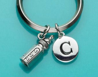 Baby Feeding BOTTLE Metal KEY CHAIN Ring Keychain NEW
