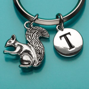 Squirrel Keychain, Squirrel Key Ring, Flying Squirrel, Rodent Charm, Initial Keychain, Personalized Keychain, Custom Keychain, Charm, 775