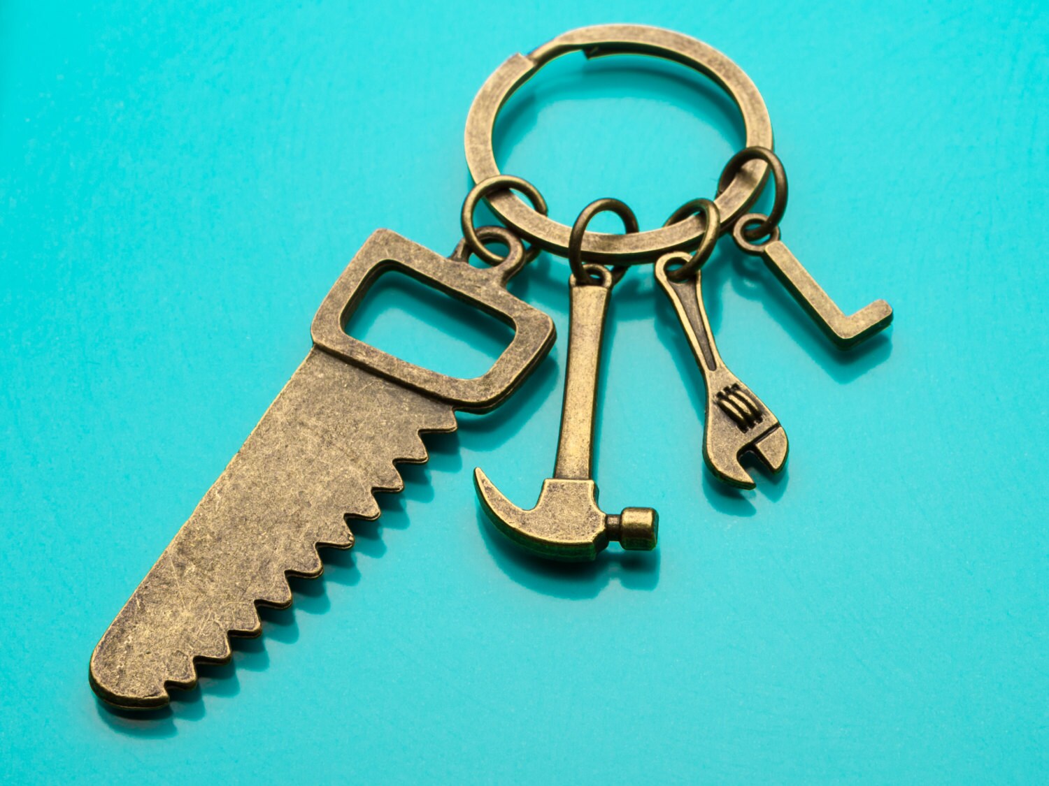 Tool Keychain Bronze Carpentry Tools Key Ring Etsy