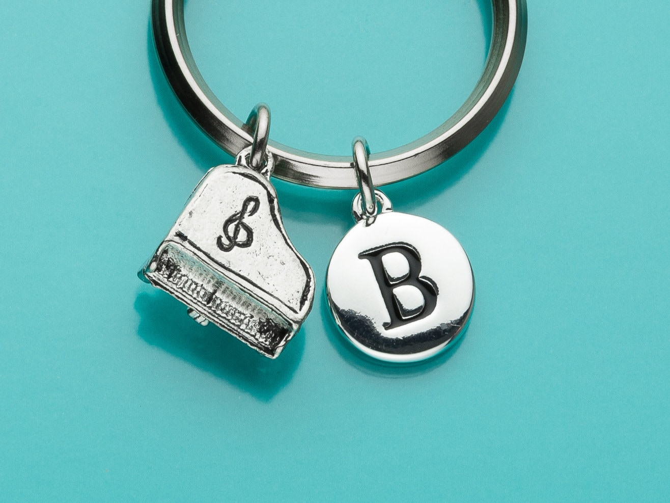 Grand Piano Keychain Grand Piano Key Ring Initial Keychain | Etsy