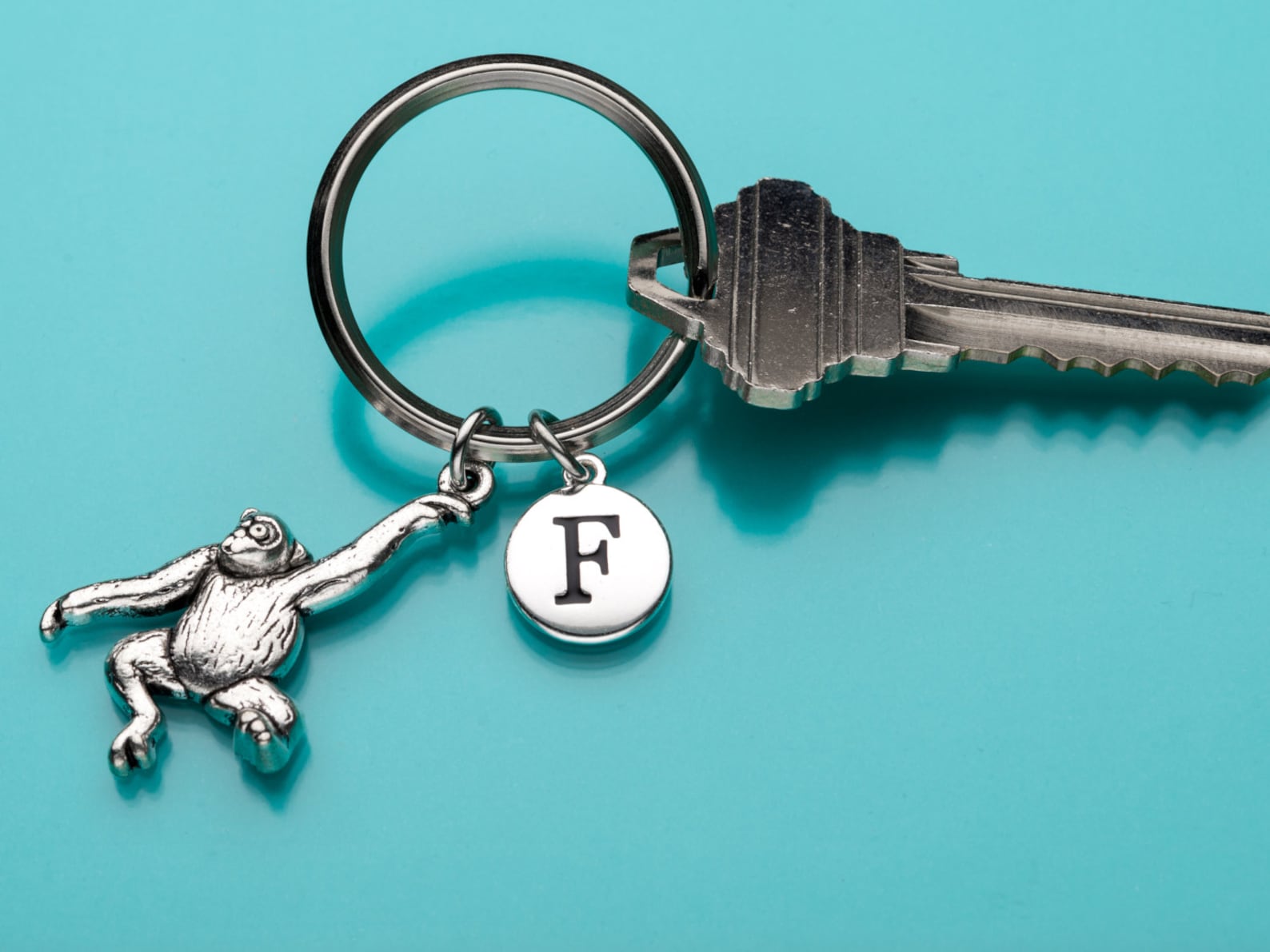 Monkey Keychain, Monkey Charm, Key Ring, Chimpanzee Keychain, Ape