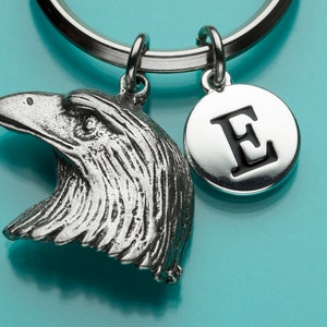American Eagle Keychain, Eagle Head Key Ring, American Eagle, Bird Charm, Initial Keychain, Personalized Keychain, Custom Keychain, 5