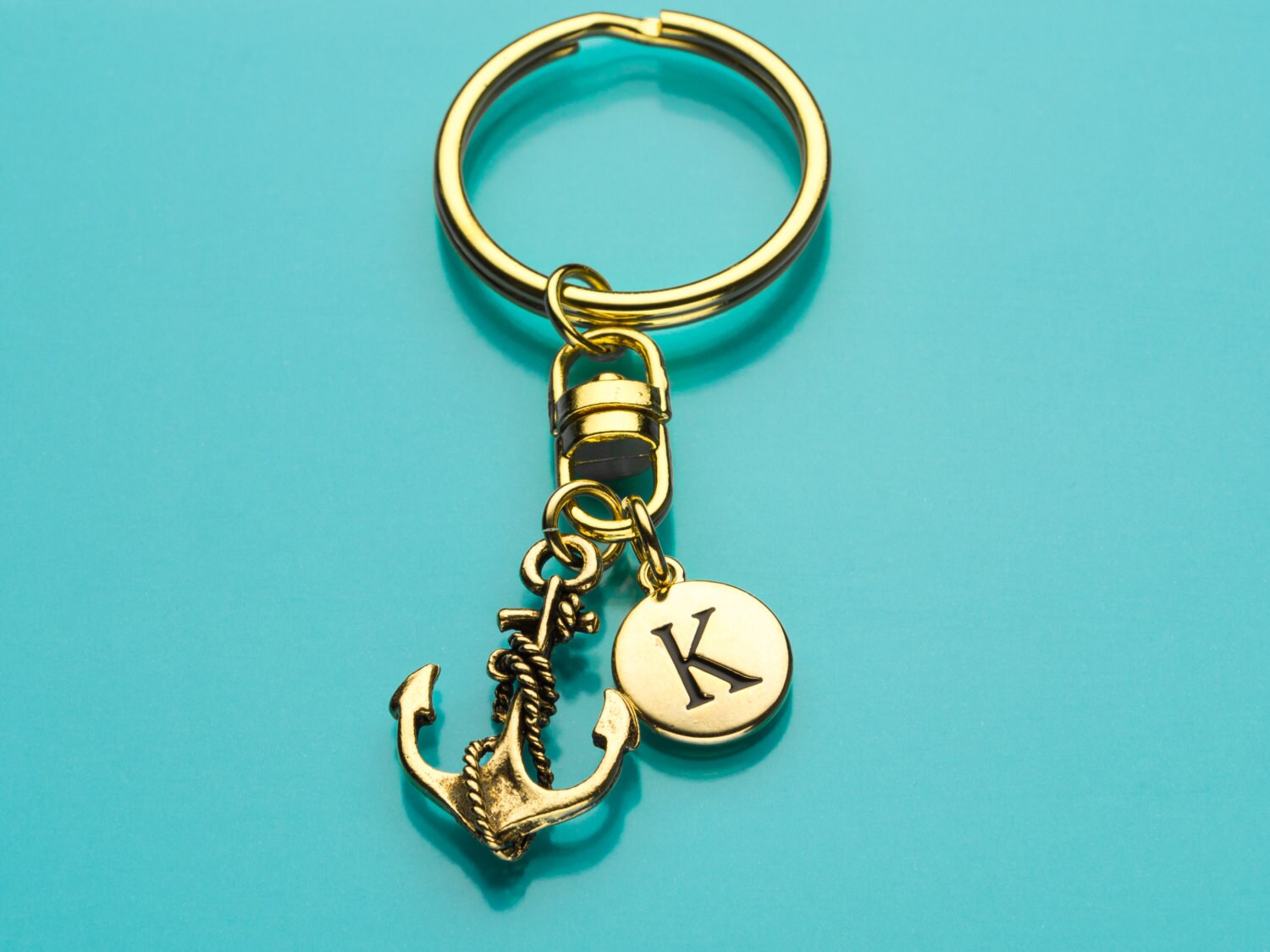 Anchor Keychain Gold Anchor Key Ring Anchor With Rope Etsy