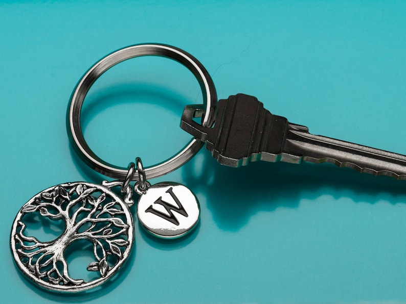 Tree of Life Key Chain Personalized Keychain Tree of Life Keychain Charm Keychain Initial Keychain Custom Keychain Tree Key Ring 692